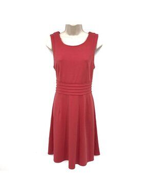4Hawthorn Womens Coral Sleeveless Fit & Flare Dress L Pleated Waist Detail